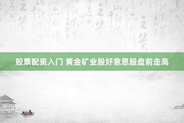 股票配资入门 黄金矿业股好意思股盘前走高
