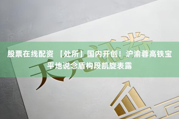 股票在线配资 【处所】国内开创！沪渝蓉高铁宝平地说念盾构段凯旋表露