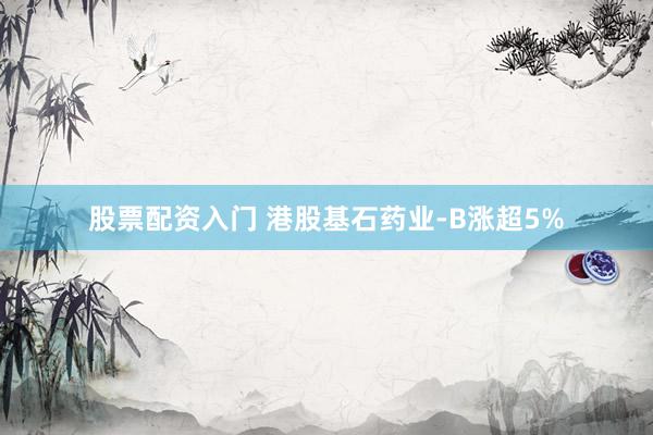 股票配资入门 港股基石药业-B涨超5%