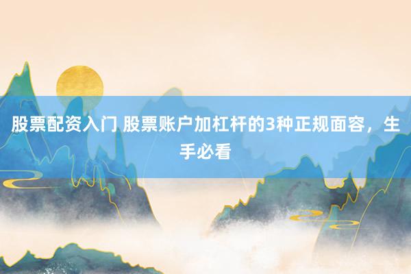 股票配资入门 股票账户加杠杆的3种正规面容，生手必看